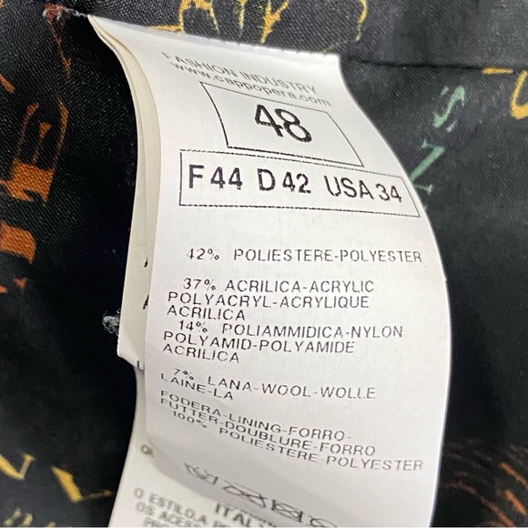 Cappopera Jeans women black crinkled wool blend, zip up jacket. Size 34. Used. - Picture 7 of 7